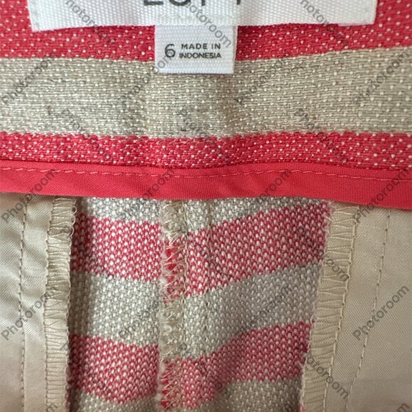 🥰3/$25 EUC LOFT Pink and Ivory Striped Women Rayon/Linen Shorts - Picture 3 of 7